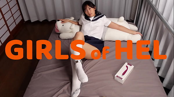 Japanese cutie in school uniform and white socks – solo masturbation
